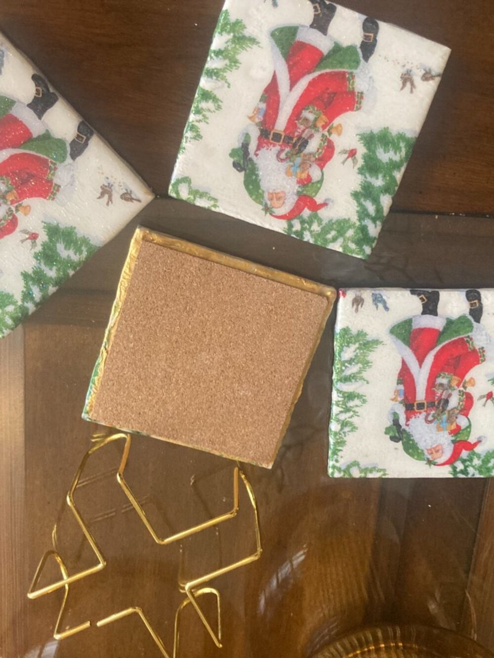 Christmas Santa Coasters Set of 4 - Picture 3 of 4